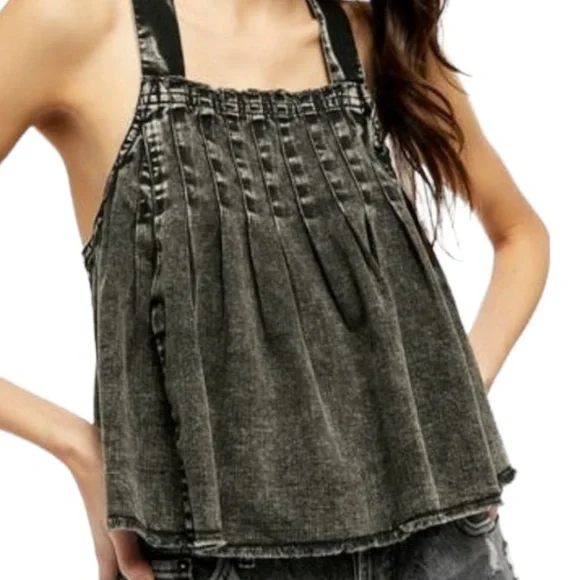NWT Free People Marina babydoll denim crop top - Picture 3 of 12
